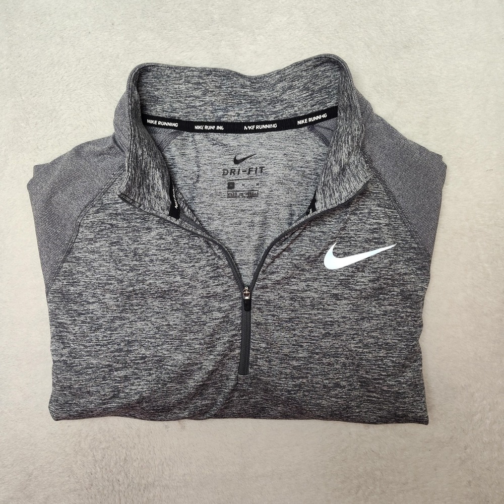 Nike Running Shirt Men Medium Gray 1/4 Zip Element Reflective Long Sleeve AH8973
